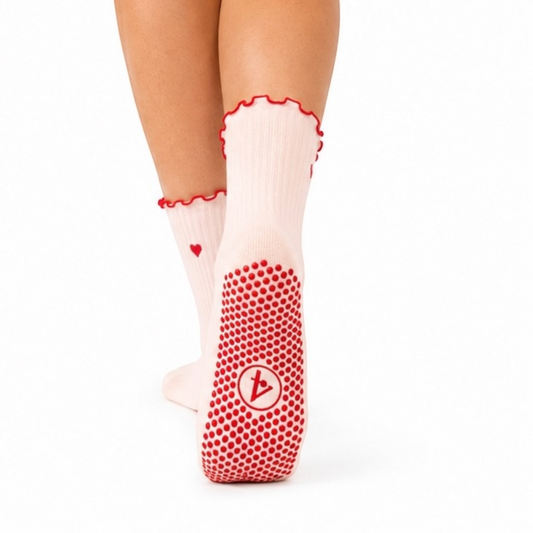 Crew Grip Socks - Heartline Red Frill
