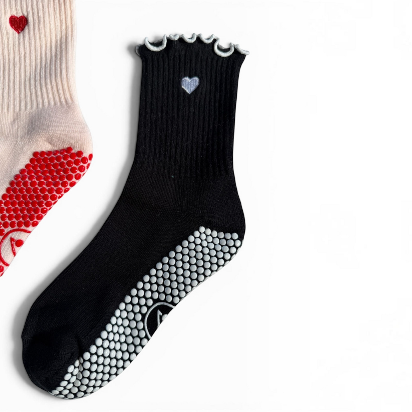 Crew Grip Socks - Heartline Black Frill