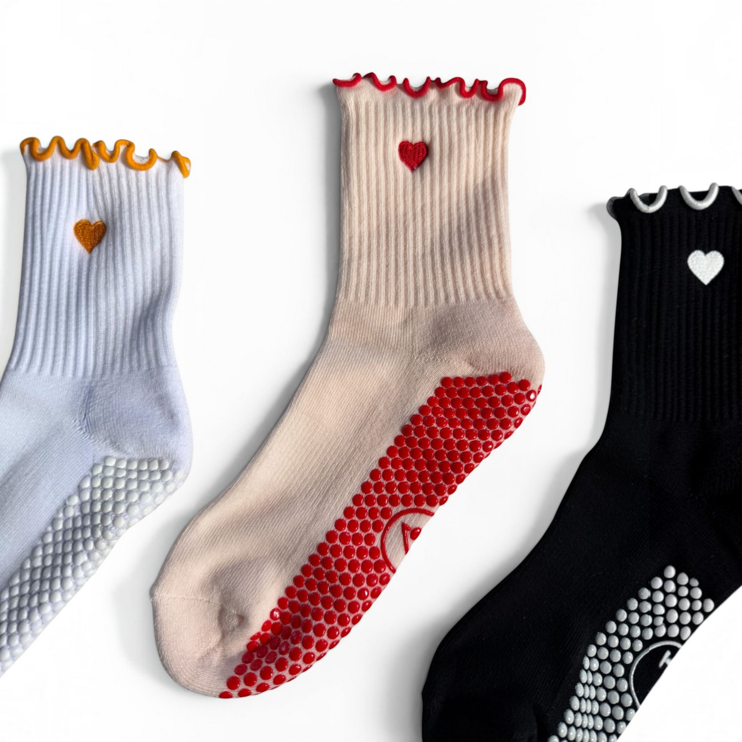 Crew Grip Socks - Heartline Red Frill