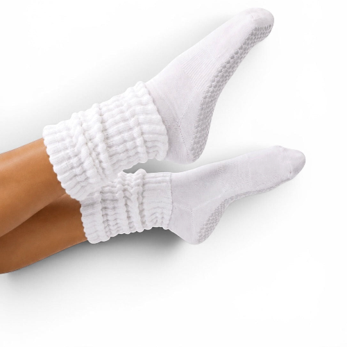 Scrunch Grip Socks - White