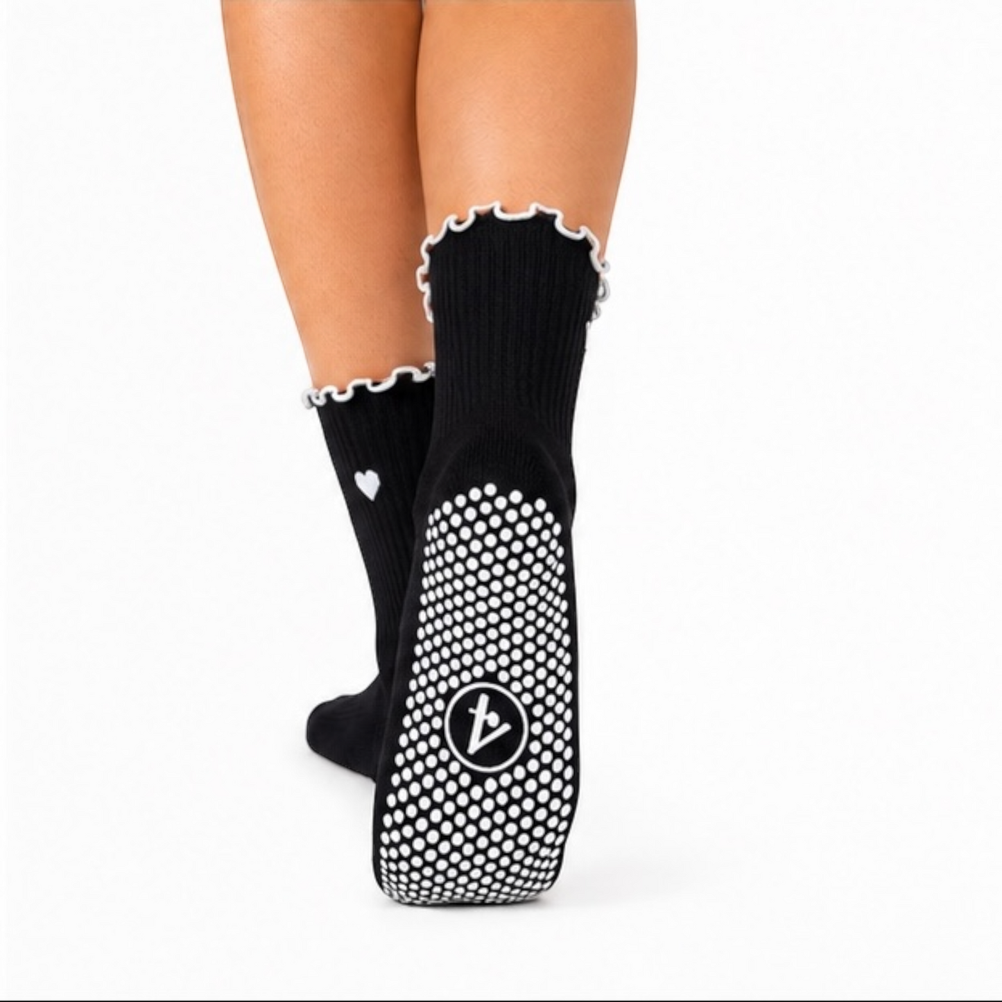 Crew Grip Socks - Heartline Black Frill