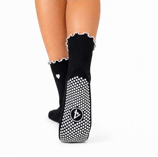 Crew Grip Socks - Heartline Black Frill