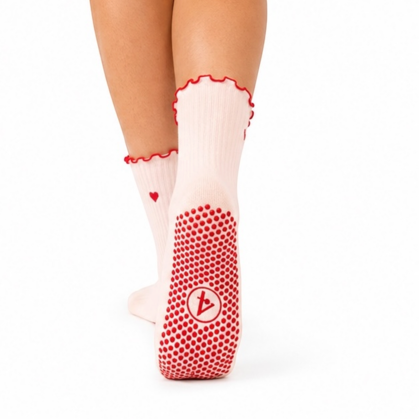 Crew Grip Socks - Heartline Red Frill